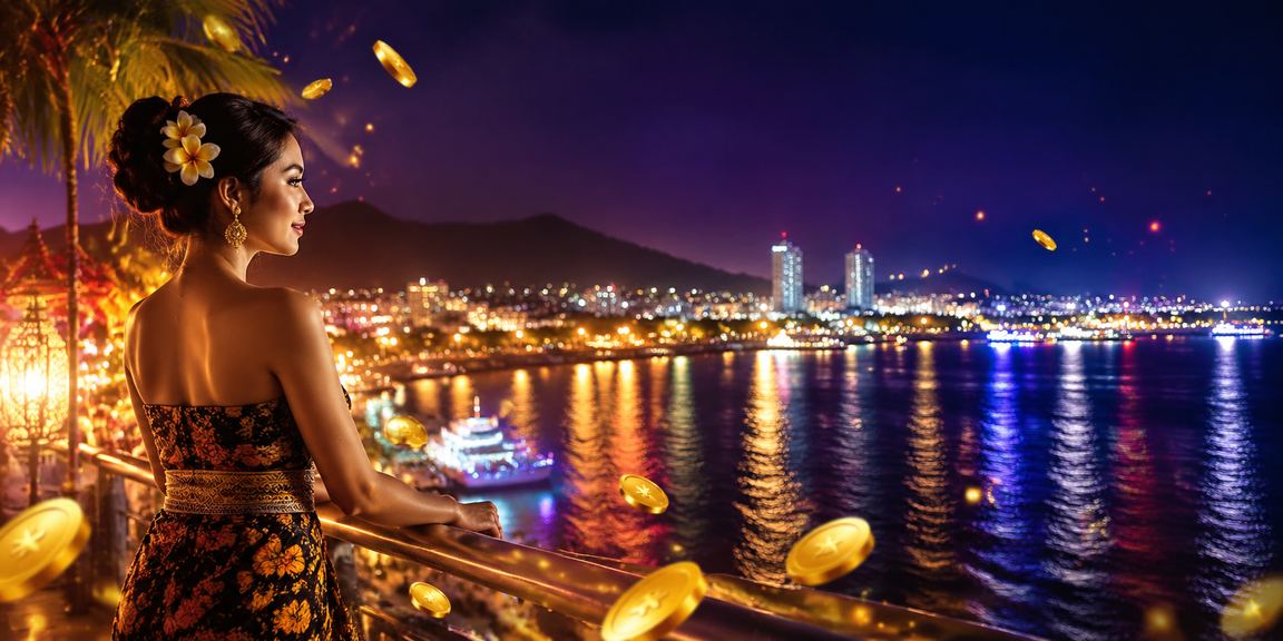 Suasana festival dengan tampilan aplikasi casino digital yang menampilkan promo voucher