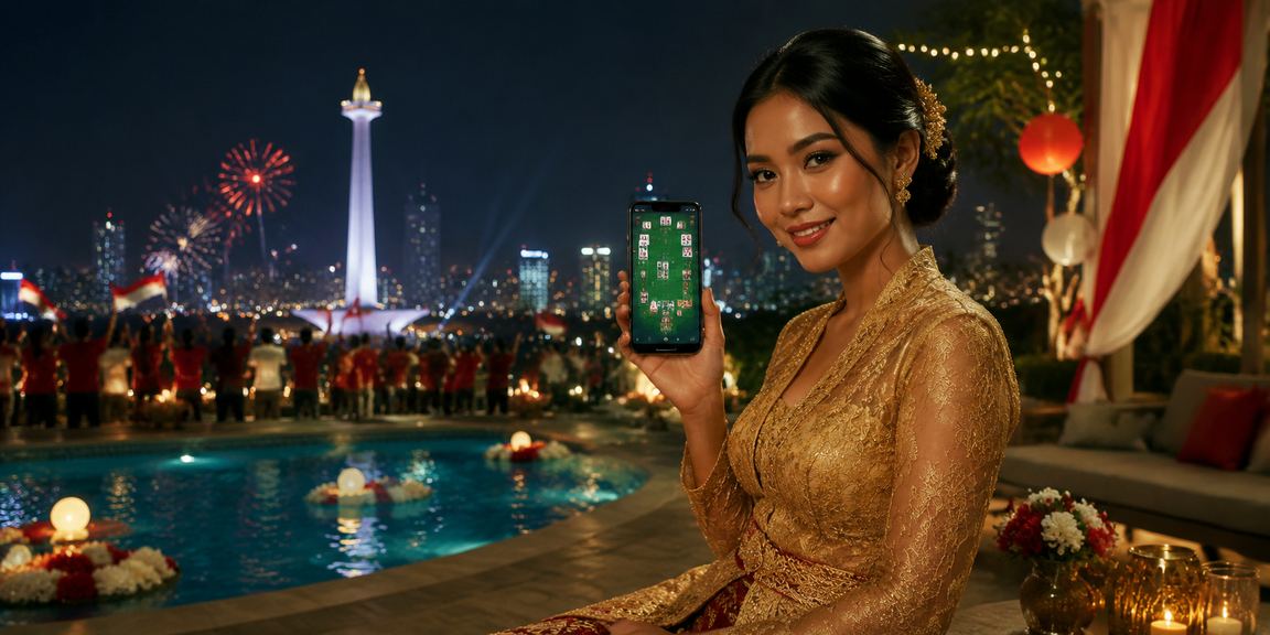 Suasana festival permainan kartu dengan nuansa meriah dan penuh semangat