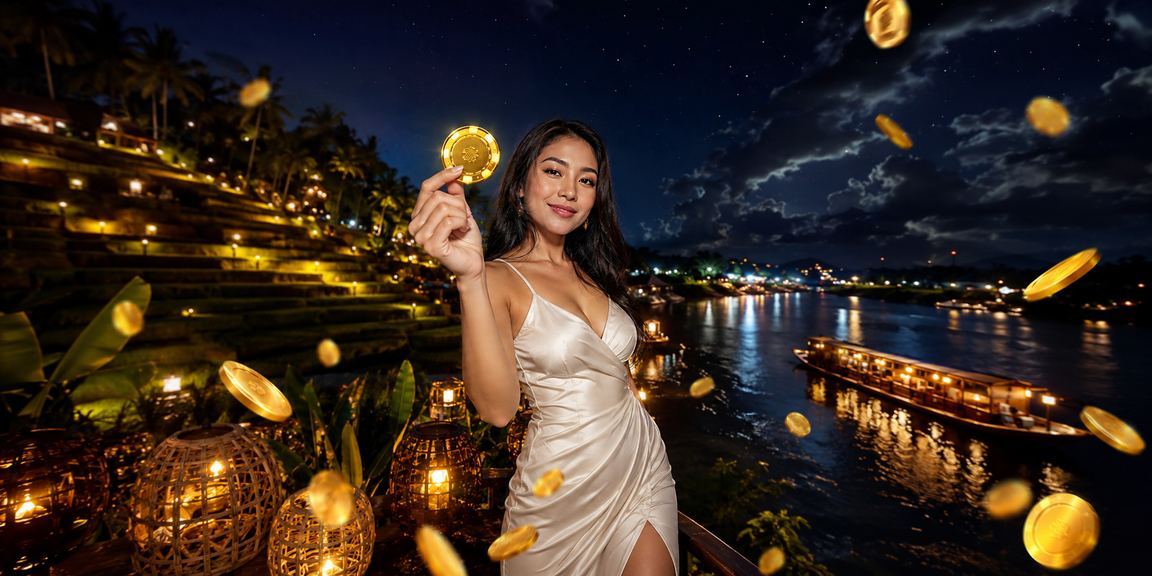 Model perempuan bergaya sedang menikmati sports betting di ponsel dengan percaya diri